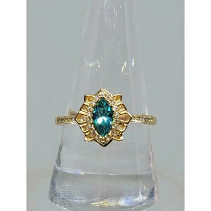 Costume Jewelry Faux Topaz and Gold tone Ring Size 10